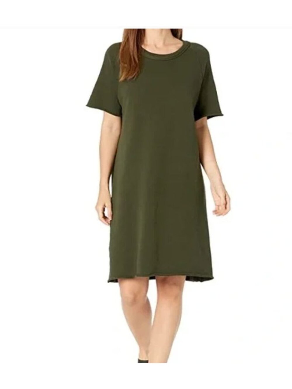 EILEEN FISHER raglan cotton short sleeve sweatshirt dress in seaweed size XS